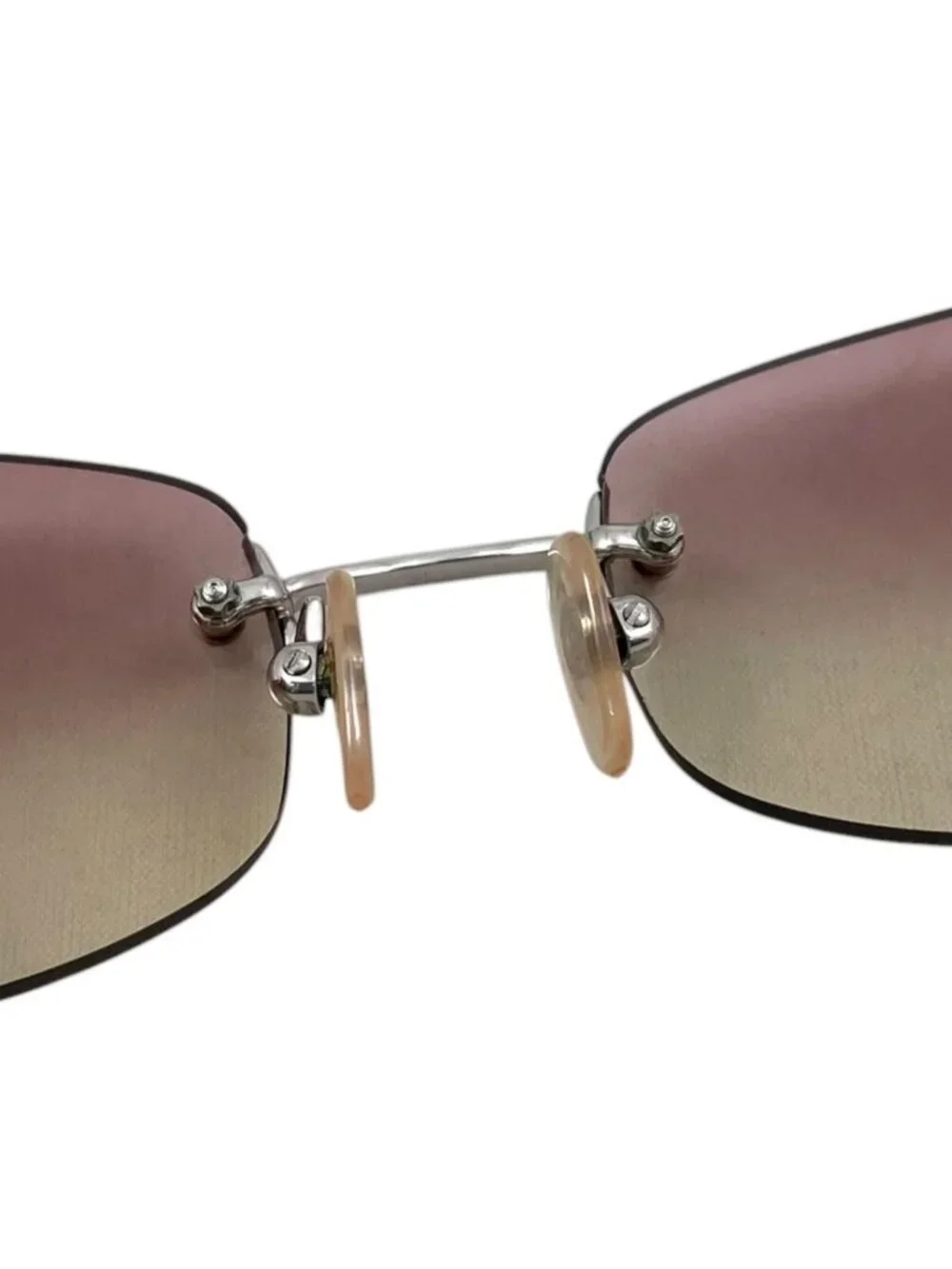 Chanel Sunglasses CC Logo Rimless Gradient Pink Yellow Silver Eyewear